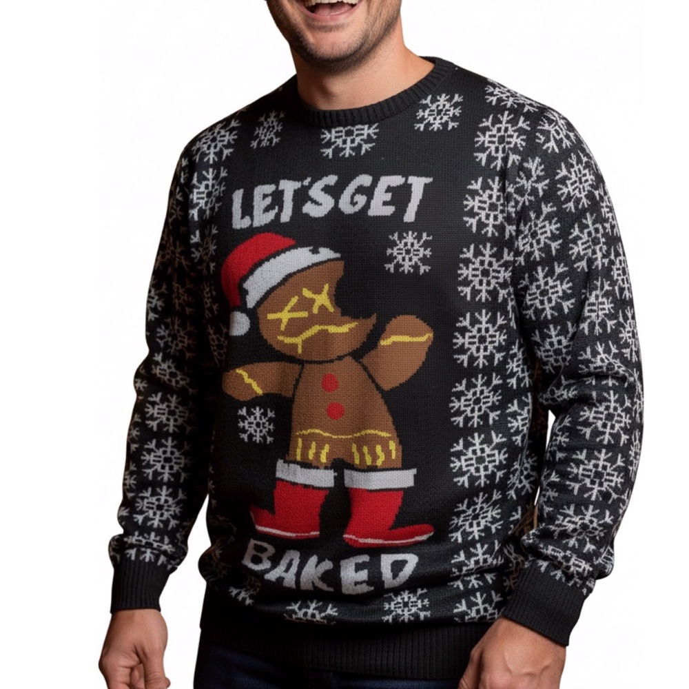Brooklyn Express Holiday Blazed “gingerbread man graphic with "LET'S GET BAKED"